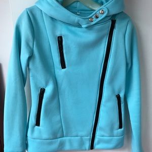 Women Blue Hoodie Jacket Size S